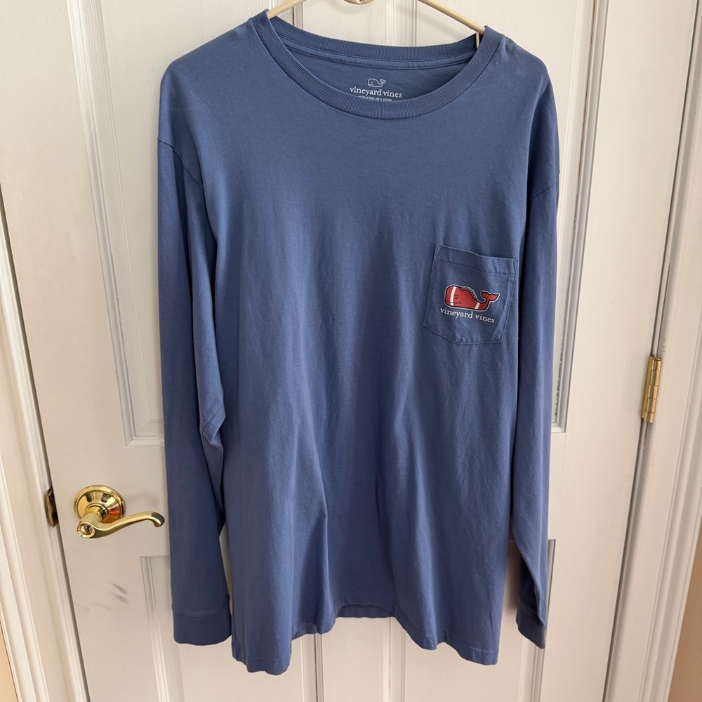 Mens VINEYARD VINES Cotton Long Sleeve Football Pocket Whale Tee Size XL
